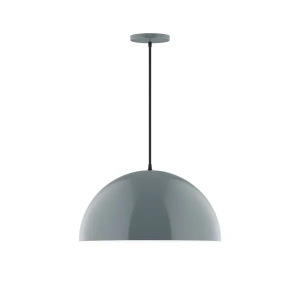 Arcade, a contemporary series of basic spun geometric shapes, is simply configured for interior use. Colorful and clean-lined, these axially symmetric shapes will add pizzazz to your space. Collection: Arcade Finish: Slate Gray Glass: 18 inch Arcade Width: 18.00" Height: 81.00" Length: 18.00" Weight: 8.00 lb Wire: 6' Polished Copper Fabric Cord Canopy: 5" diameter Number of Bulbs: 1 Maximum Wattage: 15.00 W Light Source: LED Light Output: 1200.00 lm Color Temperature: 2700 K CRI: 90 Dimmable Rated Average Life: 50,000 Voltage: 120.00 V Country of Origin: US Safety Listing: UL/cUL Safety Rating: Dry LED Manufacturer Warranty: 1-year limited warranty on the fixture.