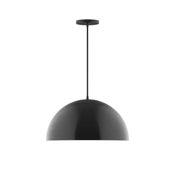 Arcade, a contemporary series of basic spun geometric shapes, is simply configured for interior use. Colorful and clean-lined, these axially symmetric shapes will add pizzazz to your space. Collection: Arcade Finish: Black Glass: 18 inch Arcade Width: 18.00" Height: 81.00" Length: 18.00" Weight: 8.00 lb Wire: 6' Cool Tweed Fabric Cord Canopy: 5" diameter Number of Bulbs: 1 Maximum Wattage: 15.00 W Light Source: LED Light Output: 1200.00 lm Color Temperature: 2700 K CRI: 90 Dimmable Rated Average Life: 50,000 Voltage: 120.00 V Country of Origin: US Safety Listing: UL/cUL Safety Rating: Dry LED Manufacturer Warranty: 1-year limited warranty on the fixture.