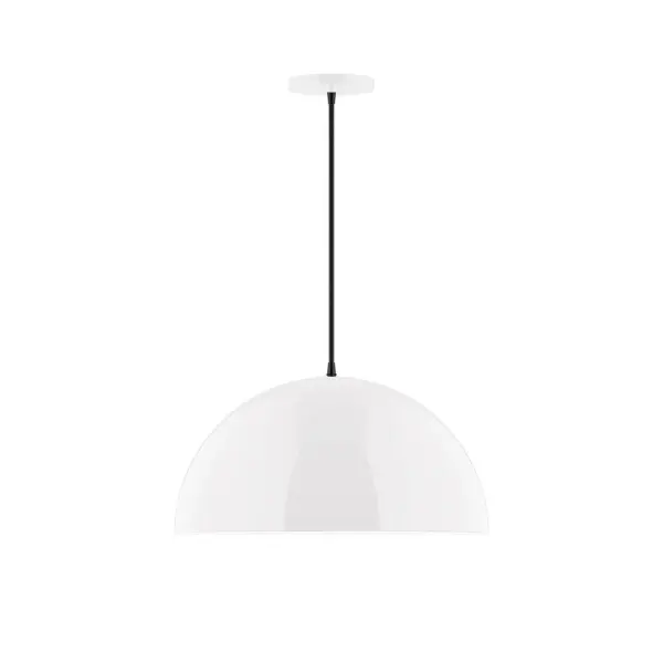 Arcade, a contemporary series of basic spun geometric shapes, is simply configured for interior use. Colorful and clean-lined, these axially symmetric shapes will add pizzazz to your space. Collection: Arcade Finish: White Glass: 18 inch Arcade Width: 18.00" Height: 81.00" Length: 18.00" Weight: 8.00 lb Wire: 6' Black and White Houndstooth Fabric Cord Canopy: 5" diameter Number of Bulbs: 1 Maximum Wattage: 15.00 W Light Source: LED Light Output: 1200.00 lm Color Temperature: 2700 K CRI: 90 Dimmable Rated Average Life: 50,000 Voltage: 120.00 V Country of Origin: US Safety Listing: UL/cUL Safety Rating: Dry LED Manufacturer Warranty: 1-year limited warranty on the fixture.