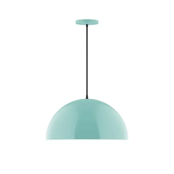 Arcade, a contemporary series of basic spun geometric shapes, is simply configured for interior use. Colorful and clean-lined, these axially symmetric shapes will add pizzazz to your space. Collection: Arcade Finish: Sea Green Glass: 18 inch Arcade Width: 18.00" Height: 81.00" Length: 18.00" Weight: 8.00 lb Wire: 6' Black and White Houndstooth Fabric Cord Canopy: 5" diameter Number of Bulbs: 1 Maximum Wattage: 15.00 W Light Source: LED Light Output: 1200.00 lm Color Temperature: 2700 K CRI: 90 Dimmable Rated Average Life: 50,000 Voltage: 120.00 V Country of Origin: US Safety Listing: UL/cUL Safety Rating: Dry LED Manufacturer Warranty: 1-year limited warranty on the fixture.