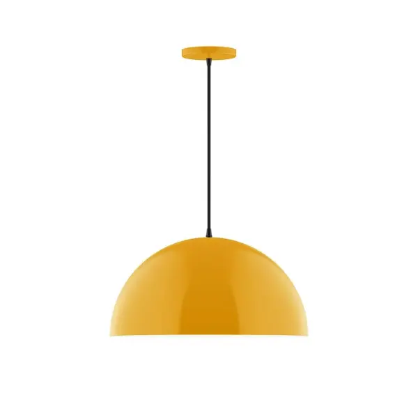Arcade, a contemporary series of basic spun geometric shapes, is simply configured for interior use. Colorful and clean-lined, these axially symmetric shapes will add pizzazz to your space. Collection: Arcade Finish: Bright Yellow Glass: 6 inch White Opal Glass Globe Notes: Option (1) A19 LED Width: 18.00" Height: 81.00" Length: 18.00" Weight: 8.00 lb Wire: 6' Black Fabric Cord Canopy: 5" diameter Number of Bulbs: 1 Maximum Wattage: 100.00 W Bulb Type: A19 Bulb Base: E26 Medium Light Source: Incandescent or LED equivalent Dimmable Voltage: 120.00 V Material: Aluminum Country of Origin: US Safety Listing: UL/cUL Safety Rating: Dry LED Manufacturer Warranty: 1-year limited warranty on the fixture.