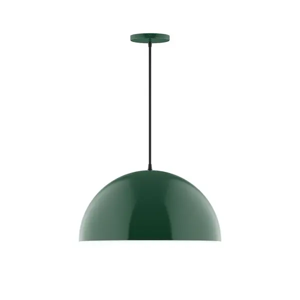 Arcade, a contemporary series of basic spun geometric shapes, is simply configured for interior use. Colorful and clean-lined, these axially symmetric shapes will add pizzazz to your space. Collection: Arcade Finish: Forest Green Glass: 6 inch White Opal Glass Globe Notes: Option (1) A19 LED Width: 18.00" Height: 81.00" Length: 18.00" Weight: 8.00 lb Wire: 6' Navy Mini Tweed Fabric Cord Canopy: 5" diameter Number of Bulbs: 1 Maximum Wattage: 100.00 W Bulb Type: A19 Bulb Base: E26 Medium Light Source: Incandescent or LED equivalent Dimmable Voltage: 120.00 V Material: Aluminum Country of Origin: US Safety Listing: UL/cUL Safety Rating: Dry LED Manufacturer Warranty: 1-year limited warranty on the fixture.
