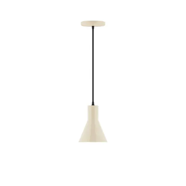 Axis, a contemporary series of basic spun geometric shapes, is simply configured for interior use. Colorful and clean-lined, these axially symmetric shapes will add pizzazz to your space. Collection: Flare Finish: Cream Glass: 6 inch Axis Width: 6.00" Height: 79.50" Length: 6.00" Weight: 4.00 lb Wire: 6' Cool Tweed Fabric Cord Canopy: 5" diameter Number of Bulbs: 1 Maximum Wattage: 8.00 W Light Source: LED Light Output: 800.00 lm Color Temperature: 3000 K CRI: 90 Dimmable Rated Average Life: 50,000 Voltage: 120.00 V Country of Origin: US Safety Listing: UL/cUL Safety Rating: Dry LED Manufacturer Warranty: 1-year limited warranty on the fixture.