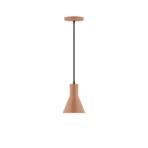 Axis, a contemporary series of basic spun geometric shapes, is simply configured for interior use. Colorful and clean-lined, these axially symmetric shapes will add pizzazz to your space. Collection: Flare Finish: Terracotta Glass: 6 inch Axis Width: 6.00" Height: 79.50" Length: 6.00" Weight: 4.00 lb Wire: 6' White Fabric Cord Canopy: 5" diameter Number of Bulbs: 1 Maximum Wattage: 8.00 W Light Source: LED Light Output: 800.00 lm Color Temperature: 3000 K CRI: 90 Dimmable Rated Average Life: 50,000 Voltage: 120.00 V Country of Origin: US Safety Listing: UL/cUL Safety Rating: Dry LED Manufacturer Warranty: 1-year limited warranty on the fixture.