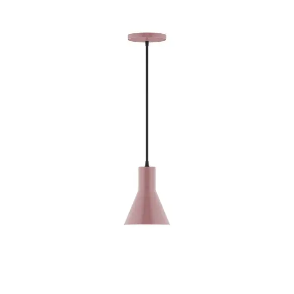 Axis, a contemporary series of basic spun geometric shapes, is simply configured for interior use. Colorful and clean-lined, these axially symmetric shapes will add pizzazz to your space. Collection: Flare Finish: Mauve Glass: 6 inch Axis Width: 6.00" Height: 79.50" Length: 6.00" Weight: 4.00 lb Wire: 6' Black Fabric Cord Canopy: 5" diameter Number of Bulbs: 1 Maximum Wattage: 8.00 W Light Source: LED Light Output: 800.00 lm Color Temperature: 3000 K CRI: 90 Dimmable Rated Average Life: 50,000 Voltage: 120.00 V Country of Origin: US Safety Listing: UL/cUL Safety Rating: Dry LED Manufacturer Warranty: 1-year limited warranty on the fixture.