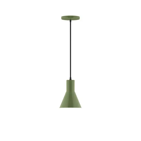 Axis, a contemporary series of basic spun geometric shapes, is simply configured for interior use. Colorful and clean-lined, these axially symmetric shapes will add pizzazz to your space. Collection: Flare Finish: Fern Green Glass: 6 inch Axis Width: 6.00" Height: 79.50" Length: 6.00" Weight: 4.00 lb Wire: 6' Ivory Fabric Cord Canopy: 5" diameter Number of Bulbs: 1 Maximum Wattage: 8.00 W Light Source: LED Light Output: 800.00 lm Color Temperature: 3000 K CRI: 90 Dimmable Rated Average Life: 50,000 Voltage: 120.00 V Country of Origin: US Safety Listing: UL/cUL Safety Rating: Dry LED Manufacturer Warranty: 1-year limited warranty on the fixture.