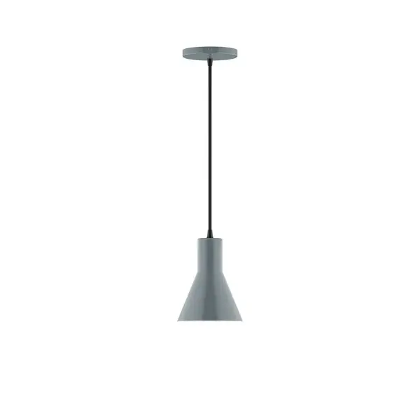Axis, a contemporary series of basic spun geometric shapes, is simply configured for interior use. Colorful and clean-lined, these axially symmetric shapes will add pizzazz to your space. Collection: Flare Finish: Slate Gray Glass: 6 inch Axis Width: 6.00" Height: 79.50" Length: 6.00" Weight: 4.00 lb Wire: 6' Cool Tweed Fabric Cord Canopy: 5" diameter Number of Bulbs: 1 Maximum Wattage: 8.00 W Light Source: LED Light Output: 800.00 lm Color Temperature: 3000 K CRI: 90 Dimmable Rated Average Life: 50,000 Voltage: 120.00 V Country of Origin: US Safety Listing: UL/cUL Safety Rating: Dry LED Manufacturer Warranty: 1-year limited warranty on the fixture.