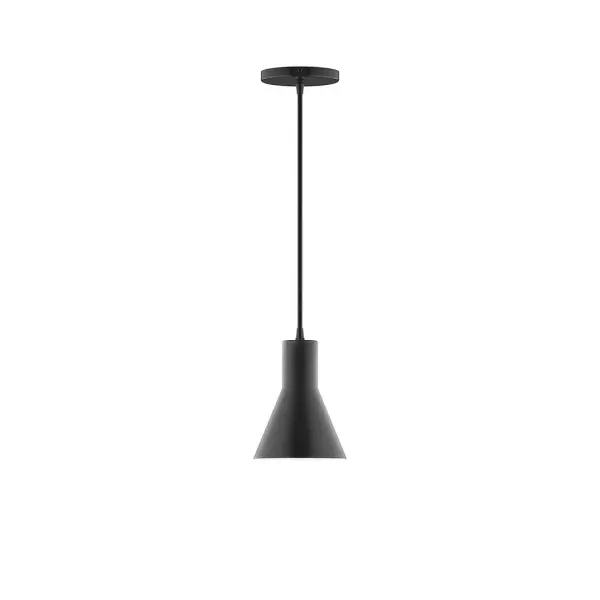 Axis, a contemporary series of basic spun geometric shapes, is simply configured for interior use. Colorful and clean-lined, these axially symmetric shapes will add pizzazz to your space. Collection: Flare Finish: Black Glass: 6 inch Axis Width: 6.00" Height: 79.50" Length: 6.00" Weight: 4.00 lb Wire: 6' Black SJT Canopy: 5" diameter Number of Bulbs: 1 Maximum Wattage: 8.00 W Light Source: LED Light Output: 800.00 lm Color Temperature: 3000 K CRI: 90 Dimmable Rated Average Life: 50,000 Voltage: 120.00 V Country of Origin: US Safety Listing: UL/cUL Safety Rating: Dry LED Manufacturer Warranty: 1-year limited warranty on the fixture.