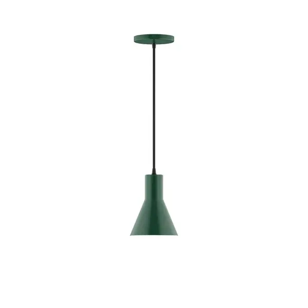 Axis, a contemporary series of basic spun geometric shapes, is simply configured for interior use. Colorful and clean-lined, these axially symmetric shapes will add pizzazz to your space. Collection: Flare Finish: Forest Green Glass: 6 inch Axis Width: 6.00" Height: 79.50" Length: 6.00" Weight: 4.00 lb Wire: 6' Navy Mini Tweed Fabric Cord Canopy: 5" diameter Number of Bulbs: 1 Maximum Wattage: 8.00 W Light Source: LED Light Output: 800.00 lm Color Temperature: 3000 K CRI: 90 Dimmable Rated Average Life: 50,000 Voltage: 120.00 V Country of Origin: US Safety Listing: UL/cUL Safety Rating: Dry LED Manufacturer Warranty: 1-year limited warranty on the fixture.