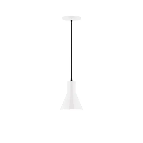 Axis, a contemporary series of basic spun geometric shapes, is simply configured for interior use. Colorful and clean-lined, these axially symmetric shapes will add pizzazz to your space. Collection: Flare Finish: White Glass: 6 inch Axis Width: 6.00" Height: 79.50" Length: 6.00" Weight: 4.00 lb Wire: 6' Black and White Houndstooth Fabric Cord Canopy: 5" diameter Number of Bulbs: 1 Maximum Wattage: 8.00 W Light Source: LED Light Output: 800.00 lm Color Temperature: 3000 K CRI: 90 Dimmable Rated Average Life: 50,000 Voltage: 120.00 V Country of Origin: US Safety Listing: UL/cUL Safety Rating: Dry LED Manufacturer Warranty: 1-year limited warranty on the fixture.