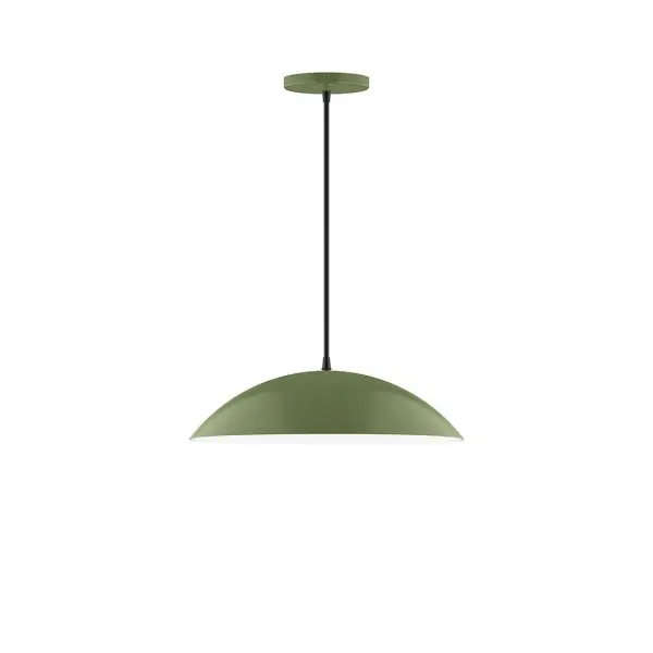 Plateau, a contemporary series of basic spun geometric shapes, is simply configured for interior use. Colorful and clean-lined, these axially symmetric shapes will add pizzazz to your space. Collection: Plateau Finish: Fern Green Glass: 16 inch Plateau Width: 16.00" Height: 76.00" Length: 16.00" Weight: 6.00 lb Wire: 6' White SJT Cord Canopy: 5" diameter Number of Bulbs: 2 Maximum Wattage: 15.00 W Light Source: LED Light Output: 1200.00 lm Color Temperature: 2700 K CRI: 90 Dimmable Rated Average Life: 50,000 Voltage: 120.00 V Country of Origin: US Safety Listing: UL/cUL Safety Rating: Dry LED Manufacturer Warranty: 1-year limited warranty on the fixture.