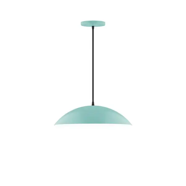 Plateau, a contemporary series of basic spun geometric shapes, is simply configured for interior use. Colorful and clean-lined, these axially symmetric shapes will add pizzazz to your space. Collection: Plateau Finish: Sea Green Glass: 16 inch Plateau Width: 16.00" Height: 76.00" Length: 16.00" Weight: 6.00 lb Wire: 6' Cool Tweed Fabric Cord Canopy: 5" diameter Number of Bulbs: 2 Maximum Wattage: 15.00 W Light Source: LED Light Output: 1200.00 lm Color Temperature: 2700 K CRI: 90 Dimmable Rated Average Life: 50,000 Voltage: 120.00 V Country of Origin: US Safety Listing: UL/cUL Safety Rating: Dry LED Manufacturer Warranty: 1-year limited warranty on the fixture.