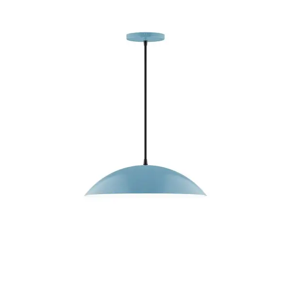 Plateau, a contemporary series of basic spun geometric shapes, is simply configured for interior use. Colorful and clean-lined, these axially symmetric shapes will add pizzazz to your space. Collection: Plateau Finish: Light Blue Glass: 16 inch Plateau Width: 16.00" Height: 76.00" Length: 16.00" Weight: 6.00 lb Wire: 6' Black and White Houndstooth Fabric Cord Canopy: 5" diameter Number of Bulbs: 2 Maximum Wattage: 15.00 W Light Source: LED Light Output: 1200.00 lm Color Temperature: 2700 K CRI: 90 Dimmable Rated Average Life: 50,000 Voltage: 120.00 V Country of Origin: US Safety Listing: UL/cUL Safety Rating: Dry LED Manufacturer Warranty: 1-year limited warranty on the fixture.