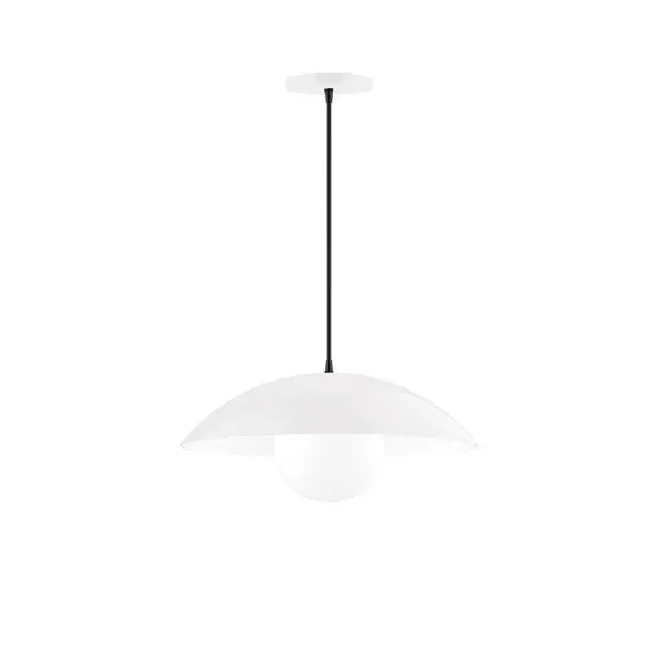 Plateau, a contemporary series of basic spun geometric shapes, is simply configured for interior use. Colorful and clean-lined, these axially symmetric shapes will add pizzazz to your space. Collection: Plateau Finish: White Glass: 6 inch White Opal Glass Globe Notes: Option (1) A19 LED Width: 16.00" Height: 76.00" Length: 16.00" Weight: 8.00 lb Wire: 6' Black and White Houndstooth Fabric Cord Canopy: 5" diameter Number of Bulbs: 1 Maximum Wattage: 100.00 W Bulb Type: A19 Bulb Base: E26 Medium Light Source: Incandescent or LED equivalent Dimmable Voltage: 120.00 V Material: Aluminum Country of Origin: US Safety Listing: UL/cUL Safety Rating: Dry LED Manufacturer Warranty: 1-year limited warranty on the fixture.