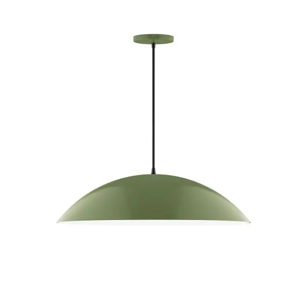 Plateau, a contemporary series of basic spun geometric shapes, is simply configured for interior use. Colorful and clean-lined, these axially symmetric shapes will add pizzazz to your space. Collection: Plateau Finish: Fern Green Glass: 24 inch Plateau Width: 24.00" Height: 78.00" Length: 24.00" Weight: 6.00 lb Wire: 6' White Fabric Cord Canopy: 5" diameter Number of Bulbs: 2 Maximum Wattage: 25.00 W Light Source: LED Light Output: 1800.00 lm Color Temperature: 2700 K CRI: 90 Dimmable Rated Average Life: 50,000 Voltage: 120.00 V Country of Origin: US Safety Listing: UL/cUL Safety Rating: Dry LED Manufacturer Warranty: 1-year limited warranty on the fixture.
