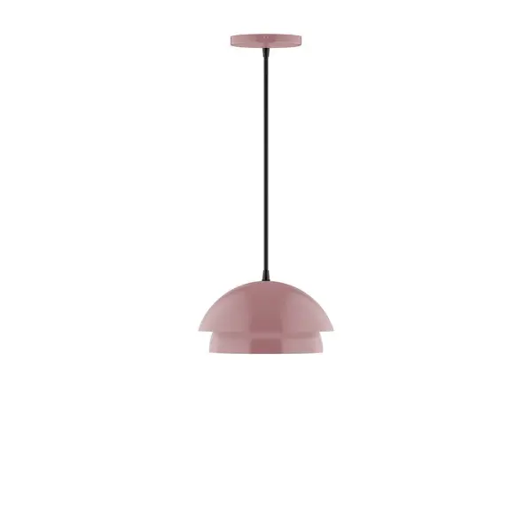 Nest is a playful series of stacked and nested dome shades. Offered in a host of finishes, Nest will be a bright and cheery addition to your interior décor Collection: Nest Finish: Mauve Glass: 10 inch Nest Width: 10.00" Height: 77.00" Length: 10.00" Weight: 6.00 lb Wire: 6' White Fabric Cord Canopy: 5" diameter Number of Bulbs: 1 Maximum Wattage: 8.00 W Light Source: LED Light Output: 800.00 lm Color Temperature: 3000 K CRI: 90 Dimmable Rated Average Life: 50,000 Voltage: 120.00 V Country of Origin: US Safety Listing: UL/cUL Safety Rating: Dry LED Manufacturer Warranty: 1-year limited warranty on the fixture.