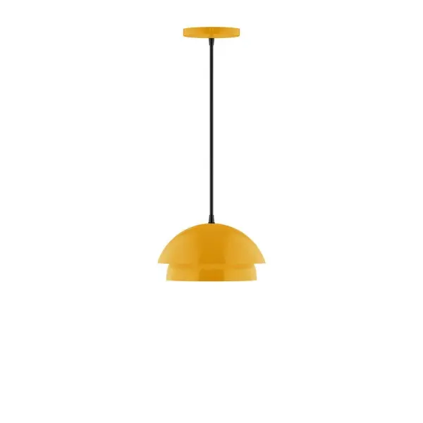 Nest is a playful series of stacked and nested dome shades. Offered in a host of finishes, Nest will be a bright and cheery addition to your interior décor Collection: Nest Finish: Bright Yellow Glass: 10 inch Nest Width: 10.00" Height: 77.00" Length: 10.00" Weight: 6.00 lb Wire: 6' Black SJT Canopy: 5" diameter Number of Bulbs: 1 Maximum Wattage: 8.00 W Light Source: LED Light Output: 800.00 lm Color Temperature: 3000 K CRI: 90 Dimmable Rated Average Life: 50,000 Voltage: 120.00 V Country of Origin: US Safety Listing: UL/cUL Safety Rating: Dry LED Manufacturer Warranty: 1-year limited warranty on the fixture.
