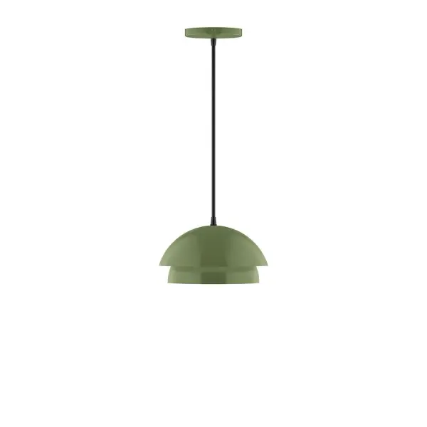 Nest is a playful series of stacked and nested dome shades. Offered in a host of finishes, Nest will be a bright and cheery addition to your interior décor Collection: Nest Finish: Fern Green Glass: 10 inch Nest Width: 10.00" Height: 77.00" Length: 10.00" Weight: 6.00 lb Wire: 6' White and Gray Dot Fabric Cord Canopy: 5" diameter Number of Bulbs: 1 Maximum Wattage: 8.00 W Light Source: LED Light Output: 800.00 lm Color Temperature: 3000 K CRI: 90 Dimmable Rated Average Life: 50,000 Voltage: 120.00 V Country of Origin: US Safety Listing: UL/cUL Safety Rating: Dry LED Manufacturer Warranty: 1-year limited warranty on the fixture.