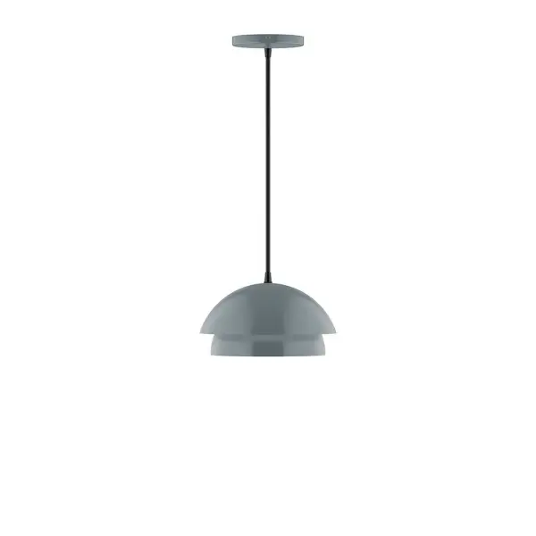 Nest is a playful series of stacked and nested dome shades. Offered in a host of finishes, Nest will be a bright and cheery addition to your interior décor Collection: Nest Finish: Slate Gray Glass: 10 inch Nest Width: 10.00" Height: 77.00" Length: 10.00" Weight: 6.00 lb Wire: 6' Red and White Zigzag Fabric Cord Canopy: 5" diameter Number of Bulbs: 1 Maximum Wattage: 8.00 W Light Source: LED Light Output: 800.00 lm Color Temperature: 3000 K CRI: 90 Dimmable Rated Average Life: 50,000 Voltage: 120.00 V Country of Origin: US Safety Listing: UL/cUL Safety Rating: Dry LED Manufacturer Warranty: 1-year limited warranty on the fixture.