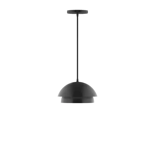Nest is a playful series of stacked and nested dome shades. Offered in a host of finishes, Nest will be a bright and cheery addition to your interior décor Collection: Nest Finish: Black Glass: 10 inch Nest Width: 10.00" Height: 77.00" Length: 10.00" Weight: 6.00 lb Wire: 6' Gray Fabric Cord Canopy: 5" diameter Number of Bulbs: 1 Maximum Wattage: 8.00 W Light Source: LED Light Output: 800.00 lm Color Temperature: 3000 K CRI: 90 Dimmable Rated Average Life: 50,000 Voltage: 120.00 V Country of Origin: US Safety Listing: UL/cUL Safety Rating: Dry LED Manufacturer Warranty: 1-year limited warranty on the fixture.