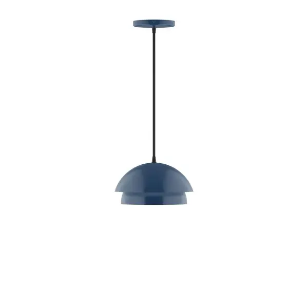 Nest is a playful series of stacked and nested dome shades. Offered in a host of finishes, Nest will be a bright and cheery addition to your interior décor Collection: Nest Finish: Navy Glass: 10 inch Nest Width: 10.00" Height: 77.00" Length: 10.00" Weight: 6.00 lb Wire: 6' Cool Tweed Fabric Cord Canopy: 5" diameter Number of Bulbs: 1 Maximum Wattage: 8.00 W Light Source: LED Light Output: 800.00 lm Color Temperature: 3000 K CRI: 90 Dimmable Rated Average Life: 50,000 Voltage: 120.00 V Country of Origin: US Safety Listing: UL/cUL Safety Rating: Dry LED Manufacturer Warranty: 1-year limited warranty on the fixture.