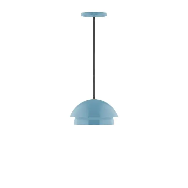 Nest is a playful series of stacked and nested dome shades. Offered in a host of finishes, Nest will be a bright and cheery addition to your interior décor Collection: Nest Finish: Light Blue Glass: 10 inch Nest Width: 10.00" Height: 77.00" Length: 10.00" Weight: 6.00 lb Wire: 6' Black SJT Canopy: 5" diameter Number of Bulbs: 1 Maximum Wattage: 8.00 W Light Source: LED Light Output: 800.00 lm Color Temperature: 3000 K CRI: 90 Dimmable Rated Average Life: 50,000 Voltage: 120.00 V Country of Origin: US Safety Listing: UL/cUL Safety Rating: Dry LED Manufacturer Warranty: 1-year limited warranty on the fixture.