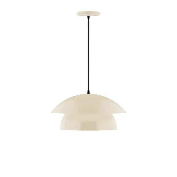 Nest is a playful series of stacked and nested dome shades. Offered in a host of finishes, Nest will be a bright and cheery addition to your interior décor Collection: Nest Finish: Cream Glass: 16 inch Nest Notes: Option (1) A19 LED and 2-Integrated 8W, 10W Width: 16.00" Height: 79.50" Length: 16.00" Weight: 8.00 lb Wire: 6' Black SJT Canopy: 5" diameter Number of Bulbs: 1 Maximum Wattage: 100.00 W Bulb Type: A19 Bulb Base: E26 Medium Light Source: Incandescent or LED equivalent Dimmable Voltage: 120.00 V Material: Aluminum Country of Origin: US Safety Listing: UL/cUL Safety Rating: Dry LED Manufacturer Warranty: 1-year limited warranty on the fixture.