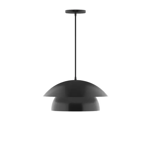 Nest is a playful series of stacked and nested dome shades. Offered in a host of finishes, Nest will be a bright and cheery addition to your interior décor Collection: Nest Finish: Black Glass: 16 inch Nest Width: 16.00" Height: 79.50" Length: 16.00" Weight: 8.00 lb Wire: 6' White Fabric Cord Canopy: 5" diameter Number of Bulbs: 1 Maximum Wattage: 10.00 W Light Source: LED Light Output: 800.00 lm Color Temperature: 2700 K CRI: 90 Dimmable Rated Average Life: 50,000 Voltage: 120.00 V Country of Origin: US Safety Listing: UL/cUL Safety Rating: Dry LED Manufacturer Warranty: 1-year limited warranty on the fixture.