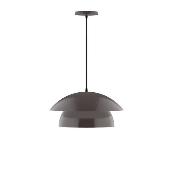 Nest is a playful series of stacked and nested dome shades. Offered in a host of finishes, Nest will be a bright and cheery addition to your interior décor Collection: Nest Finish: Architectural Bronze Glass: 6 inch White Opal Glass Globe Notes: Option (1) A19 LED Width: 16.00" Height: 79.50" Length: 16.00" Weight: 10.00 lb Wire: 6' Red and White Zigzag Fabric Cord Canopy: 5" diameter Number of Bulbs: 1 Maximum Wattage: 100.00 W Bulb Type: A19 Bulb Base: E26 Medium Light Source: Incandescent or LED equivalent Dimmable Voltage: 120.00 V Material: Aluminum Country of Origin: US Safety Listing: UL/cUL Safety Rating: Dry LED Manufacturer Warranty: 1-year limited warranty on the fixture.