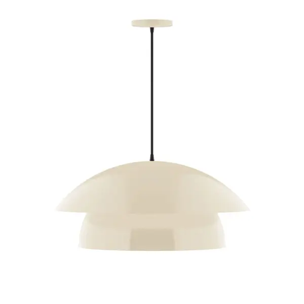 Nest is a playful series of stacked and nested dome shades. Offered in a host of finishes, Nest will be a bright and cheery addition to your interior décor Collection: Nest Finish: Cream Glass: 24 inch Nest Notes: Option (1) A19 LED and 3-Integrated 8W, 10W, 15W Width: 24.00" Height: 82.50" Length: 24.00" Weight: 10.00 lb Wire: 6' Black SJT Canopy: 5" diameter Number of Bulbs: 1 Maximum Wattage: 100.00 W Bulb Type: A19 Bulb Base: E26 Medium Light Source: Incandescent or LED equivalent Dimmable Voltage: 120.00 V Material: Aluminum Country of Origin: US Safety Listing: UL/cUL Safety Rating: Dry LED Manufacturer Warranty: 1-year limited warranty on the fixture.