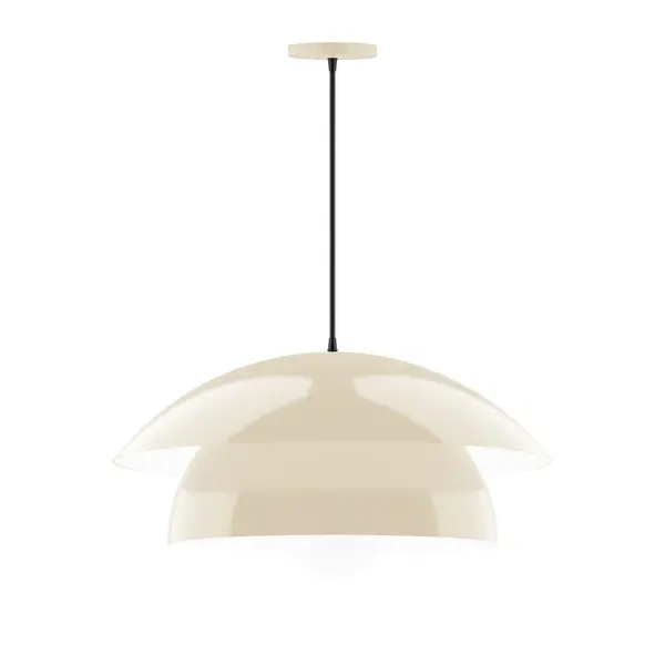 Nest is a playful series of stacked and nested dome shades. Offered in a host of finishes, Nest will be a bright and cheery addition to your interior décor Collection: Nest Finish: Cream Glass: 6 inch White Opal Glass Globe Notes: Option (1) A19 LED Width: 24.00" Height: 82.50" Length: 24.00" Weight: 10.00 lb Wire: 6' Black SJT Canopy: 5" diameter Number of Bulbs: 1 Maximum Wattage: 100.00 W Bulb Type: A19 Bulb Base: E26 Medium Light Source: Incandescent or LED equivalent Dimmable Voltage: 120.00 V Material: Aluminum Country of Origin: US Safety Listing: UL/cUL Safety Rating: Dry LED Manufacturer Warranty: 1-year limited warranty on the fixture.