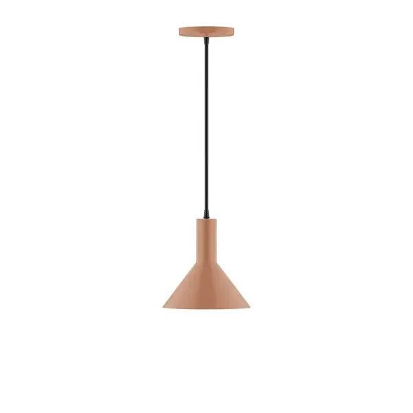 Geometric and colorful, the Chase series is simply configured for interior use. Chase is offered in multiple shapes, sizes and colors, choices to suit most any application. Collection: Chase Finish: Terracotta Glass: 8 inch Chase Width: 8.00" Height: 80.00" Length: 8.00" Weight: 4.00 lb Wire: 6' White and Gray Dot Fabric Cord Canopy: 5" diameter Number of Bulbs: 1 Maximum Wattage: 8.00 W Light Source: LED Light Output: 800.00 lm Color Temperature: 3000 K CRI: 90 Dimmable Rated Average Life: 50,000 Voltage: 120.00 V Country of Origin: US Safety Listing: UL/cUL Safety Rating: Dry LED Manufacturer Warranty: 1-year limited warranty on the fixture.