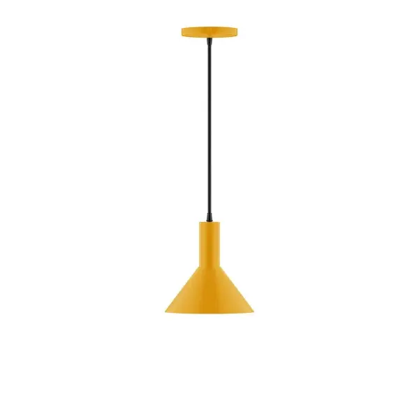 Geometric and colorful, the Chase series is simply configured for interior use. Chase is offered in multiple shapes, sizes and colors, choices to suit most any application. Collection: Chase Finish: Bright Yellow Glass: 8 inch Chase Width: 8.00" Height: 80.00" Length: 8.00" Weight: 4.00 lb Wire: 6' Ivory Fabric Cord Canopy: 5" diameter Number of Bulbs: 1 Maximum Wattage: 8.00 W Light Source: LED Light Output: 800.00 lm Color Temperature: 3000 K CRI: 90 Dimmable Rated Average Life: 50,000 Voltage: 120.00 V Country of Origin: US Safety Listing: UL/cUL Safety Rating: Dry LED Manufacturer Warranty: 1-year limited warranty on the fixture.