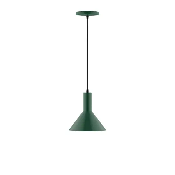 Geometric and colorful, the Chase series is simply configured for interior use. Chase is offered in multiple shapes, sizes and colors, choices to suit most any application. Collection: Chase Finish: Forest Green Glass: 8 inch Chase Width: 8.00" Height: 80.00" Length: 8.00" Weight: 4.00 lb Wire: 6' White Fabric Cord Canopy: 5" diameter Number of Bulbs: 1 Maximum Wattage: 8.00 W Light Source: LED Light Output: 800.00 lm Color Temperature: 3000 K CRI: 90 Dimmable Rated Average Life: 50,000 Voltage: 120.00 V Country of Origin: US Safety Listing: UL/cUL Safety Rating: Dry LED Manufacturer Warranty: 1-year limited warranty on the fixture.