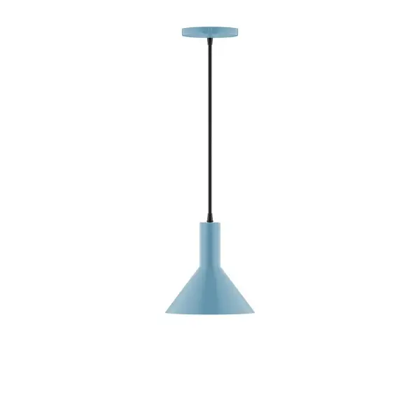 Geometric and colorful, the Chase series is simply configured for interior use. Chase is offered in multiple shapes, sizes and colors, choices to suit most any application. Collection: Chase Finish: Light Blue Glass: 8 inch Chase Width: 8.00" Height: 80.00" Length: 8.00" Weight: 4.00 lb Wire: 6' White Fabric Cord Canopy: 5" diameter Number of Bulbs: 1 Maximum Wattage: 8.00 W Light Source: LED Light Output: 800.00 lm Color Temperature: 3000 K CRI: 90 Dimmable Rated Average Life: 50,000 Voltage: 120.00 V Country of Origin: US Safety Listing: UL/cUL Safety Rating: Dry LED Manufacturer Warranty: 1-year limited warranty on the fixture.