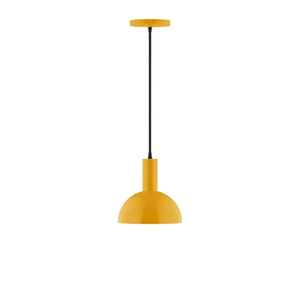 Geometric and colorful, the Ray series is simply configured for interior use. Ray is offered in multiple shapes, sizes and colors, choices to suit most any application. Collection: Ray Finish: Bright Yellow Glass: 8 inch Ray Width: 8.00" Height: 80.00" Length: 8.00" Weight: 4.00 lb Wire: 6' Black and White Houndstooth Fabric Cord Canopy: 5" diameter Number of Bulbs: 1 Maximum Wattage: 8.00 W Bulb Type: LED Light Source: LED Light Output: 800.00 lm Color Temperature: 3000 K CRI: 90 Dimmable Rated Average Life: 50,000 Voltage: 120.00 V Country of Origin: US Safety Listing: UL/cUL Safety Rating: Dry LED Manufacturer Warranty: 1-year limited warranty on the fixture.