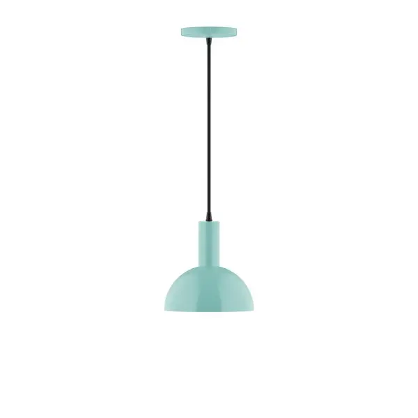 Geometric and colorful, the Ray series is simply configured for interior use. Ray is offered in multiple shapes, sizes and colors, choices to suit most any application. Collection: Ray Finish: Sea Green Glass: 8 inch Ray Width: 8.00" Height: 80.00" Length: 8.00" Weight: 4.00 lb Wire: 6' Red and White Zigzag Fabric Cord Canopy: 5" diameter Number of Bulbs: 1 Maximum Wattage: 8.00 W Bulb Type: LED Light Source: LED Light Output: 800.00 lm Color Temperature: 3000 K CRI: 90 Dimmable Rated Average Life: 50,000 Voltage: 120.00 V Country of Origin: US Safety Listing: UL/cUL Safety Rating: Dry LED Manufacturer Warranty: 1-year limited warranty on the fixture.
