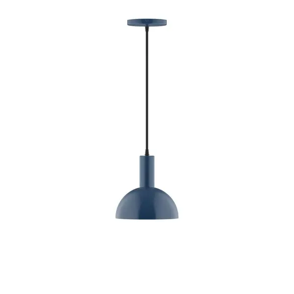 Geometric and colorful, the Ray series is simply configured for interior use. Ray is offered in multiple shapes, sizes and colors, choices to suit most any application. Collection: Ray Finish: Navy Glass: 8 inch Ray Width: 8.00" Height: 80.00" Length: 8.00" Weight: 4.00 lb Wire: 6' Gray Fabric Cord Canopy: 5" diameter Number of Bulbs: 1 Maximum Wattage: 8.00 W Bulb Type: LED Light Source: LED Light Output: 800.00 lm Color Temperature: 3000 K CRI: 90 Dimmable Rated Average Life: 50,000 Voltage: 120.00 V Country of Origin: US Safety Listing: UL/cUL Safety Rating: Dry LED Manufacturer Warranty: 1-year limited warranty on the fixture.