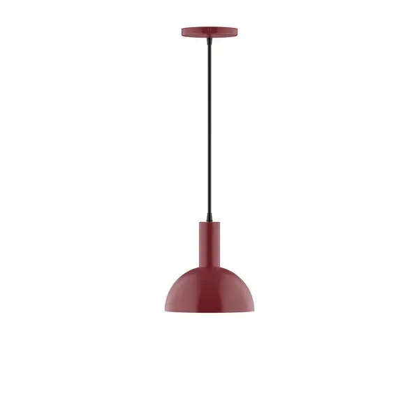 Geometric and colorful, the Ray series is simply configured for interior use. Ray is offered in multiple shapes, sizes and colors, choices to suit most any application. Collection: Ray Finish: Barn Red Glass: 8 inch Ray Width: 8.00" Height: 80.00" Length: 8.00" Weight: 4.00 lb Wire: 6' Navy Mini Tweed Fabric Cord Canopy: 5" diameter Number of Bulbs: 1 Maximum Wattage: 8.00 W Bulb Type: LED Light Source: LED Light Output: 800.00 lm Color Temperature: 3000 K CRI: 90 Dimmable Rated Average Life: 50,000 Voltage: 120.00 V Country of Origin: US Safety Listing: UL/cUL Safety Rating: Dry LED Manufacturer Warranty: 1-year limited warranty on the fixture.