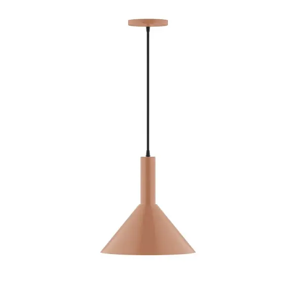 Geometric and colorful, the Chase series is simply configured for interior use. Chase is offered in multiple shapes, sizes and colors, choices to suit most any application. Collection: Chase Finish: Terracotta Glass: 12 inch Chase Width: 12.00" Height: 84.00" Length: 12.00" Weight: 6.00 lb Wire: 6' Black and White Houndstooth Fabric Cord Canopy: 5" diameter Number of Bulbs: 1 Maximum Wattage: 10.00 W Bulb Type: LED Light Source: LED Light Output: 800.00 lm Color Temperature: 2700 K CRI: 90 Dimmable Rated Average Life: 50,000 Voltage: 120.00 V Country of Origin: US Safety Listing: UL/cUL Safety Rating: Dry LED Manufacturer Warranty: 1-year limited warranty on the fixture.