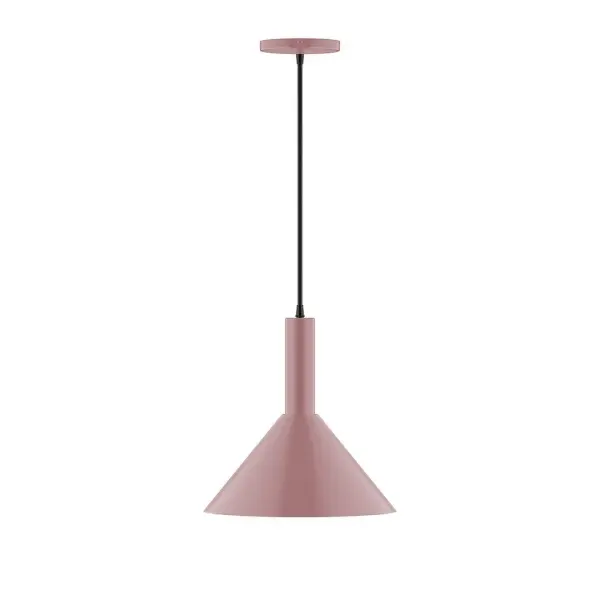 Geometric and colorful, the Chase series is simply configured for interior use. Chase is offered in multiple shapes, sizes and colors, choices to suit most any application. Collection: Chase Finish: Mauve Glass: 12 inch Chase Width: 12.00" Height: 84.00" Length: 12.00" Weight: 6.00 lb Wire: 6' Navy Mini Tweed Fabric Cord Canopy: 5" diameter Number of Bulbs: 1 Maximum Wattage: 10.00 W Bulb Type: LED Light Source: LED Light Output: 800.00 lm Color Temperature: 2700 K CRI: 90 Dimmable Rated Average Life: 50,000 Voltage: 120.00 V Country of Origin: US Safety Listing: UL/cUL Safety Rating: Dry LED Manufacturer Warranty: 1-year limited warranty on the fixture.