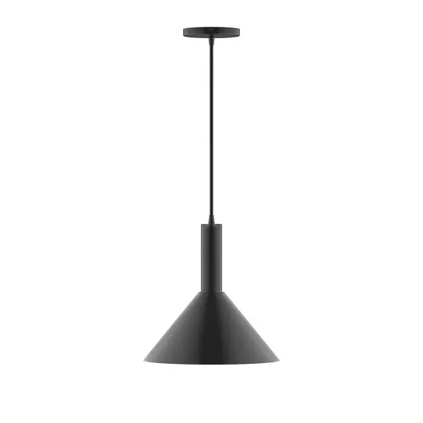 Geometric and colorful, the Chase series is simply configured for interior use. Chase is offered in multiple shapes, sizes and colors, choices to suit most any application. Collection: Chase Finish: Black Glass: 12 inch Chase Width: 12.00" Height: 84.00" Length: 12.00" Weight: 6.00 lb Wire: 6' White and Gray Dot Fabric Cord Canopy: 5" diameter Number of Bulbs: 1 Maximum Wattage: 10.00 W Bulb Type: LED Light Source: LED Light Output: 800.00 lm Color Temperature: 2700 K CRI: 90 Dimmable Rated Average Life: 50,000 Voltage: 120.00 V Country of Origin: US Safety Listing: UL/cUL Safety Rating: Dry LED Manufacturer Warranty: 1-year limited warranty on the fixture.
