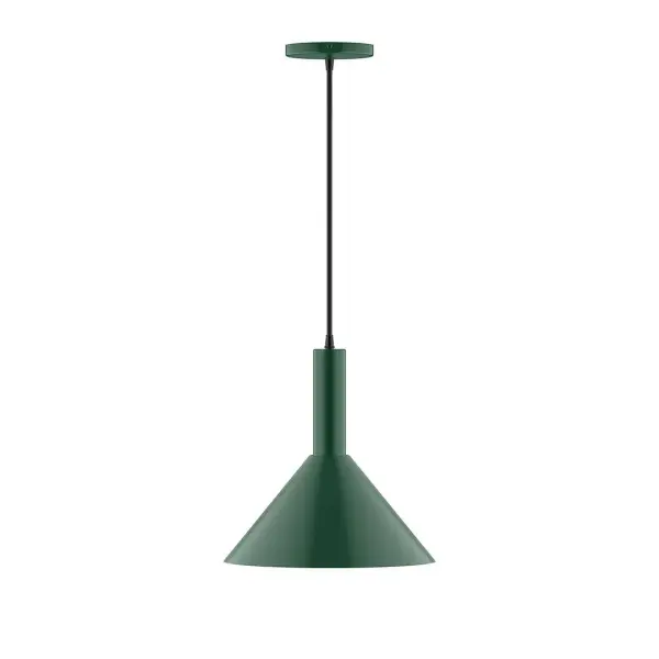 Geometric and colorful, the Chase series is simply configured for interior use. Chase is offered in multiple shapes, sizes and colors, choices to suit most any application. Collection: Chase Finish: Forest Green Glass: 12 inch Chase Width: 12.00" Height: 84.00" Length: 12.00" Weight: 6.00 lb Wire: 6' Navy Mini Tweed Fabric Cord Canopy: 5" diameter Number of Bulbs: 1 Maximum Wattage: 10.00 W Bulb Type: LED Light Source: LED Light Output: 800.00 lm Color Temperature: 2700 K CRI: 90 Dimmable Rated Average Life: 50,000 Voltage: 120.00 V Country of Origin: US Safety Listing: UL/cUL Safety Rating: Dry LED Manufacturer Warranty: 1-year limited warranty on the fixture.