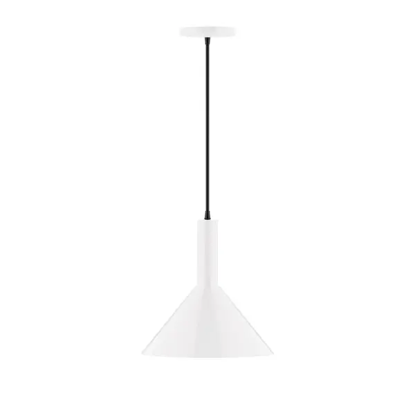 Geometric and colorful, the Chase series is simply configured for interior use. Chase is offered in multiple shapes, sizes and colors, choices to suit most any application. Collection: Chase Finish: White Glass: 12 inch Chase Width: 12.00" Height: 84.00" Length: 12.00" Weight: 6.00 lb Wire: 6' Black Fabric Cord Canopy: 5" diameter Number of Bulbs: 1 Maximum Wattage: 10.00 W Bulb Type: LED Light Source: LED Light Output: 800.00 lm Color Temperature: 2700 K CRI: 90 Dimmable Rated Average Life: 50,000 Voltage: 120.00 V Country of Origin: US Safety Listing: UL/cUL Safety Rating: Dry LED Manufacturer Warranty: 1-year limited warranty on the fixture.