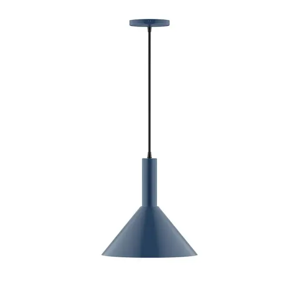 Geometric and colorful, the Chase series is simply configured for interior use. Chase is offered in multiple shapes, sizes and colors, choices to suit most any application. Collection: Chase Finish: Navy Glass: 12 inch Chase Width: 12.00" Height: 84.00" Length: 12.00" Weight: 6.00 lb Wire: 6' Black and White Houndstooth Fabric Cord Canopy: 5" diameter Number of Bulbs: 1 Maximum Wattage: 10.00 W Bulb Type: LED Light Source: LED Light Output: 800.00 lm Color Temperature: 2700 K CRI: 90 Dimmable Rated Average Life: 50,000 Voltage: 120.00 V Country of Origin: US Safety Listing: UL/cUL Safety Rating: Dry LED Manufacturer Warranty: 1-year limited warranty on the fixture.