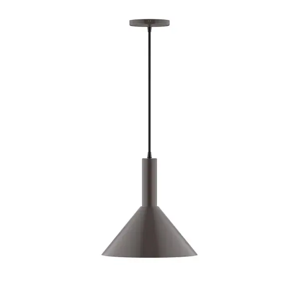 Geometric and colorful, the Chase series is simply configured for interior use. Chase is offered in multiple shapes, sizes and colors, choices to suit most any application. Collection: Chase Finish: Architectural Bronze Glass: 12 inch Chase Width: 12.00" Height: 84.00" Length: 12.00" Weight: 6.00 lb Wire: 6' White SJT Cord Canopy: 5" diameter Number of Bulbs: 1 Maximum Wattage: 10.00 W Bulb Type: LED Light Source: LED Light Output: 800.00 lm Color Temperature: 2700 K CRI: 90 Dimmable Rated Average Life: 50,000 Voltage: 120.00 V Country of Origin: US Safety Listing: UL/cUL Safety Rating: Dry LED Manufacturer Warranty: 1-year limited warranty on the fixture.