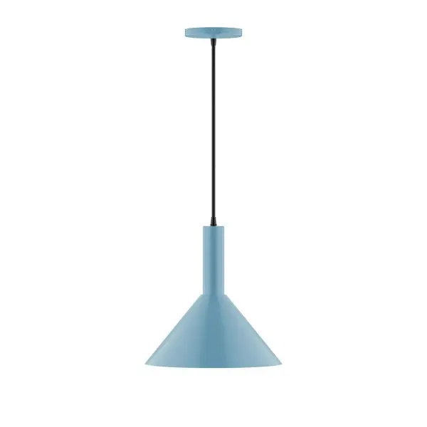 Geometric and colorful, the Chase series is simply configured for interior use. Chase is offered in multiple shapes, sizes and colors, choices to suit most any application. Collection: Chase Finish: Light Blue Glass: 12 inch Chase Width: 12.00" Height: 84.00" Length: 12.00" Weight: 6.00 lb Wire: 6' Ivory Fabric Cord Canopy: 5" diameter Number of Bulbs: 1 Maximum Wattage: 10.00 W Bulb Type: LED Light Source: LED Light Output: 800.00 lm Color Temperature: 2700 K CRI: 90 Dimmable Rated Average Life: 50,000 Voltage: 120.00 V Country of Origin: US Safety Listing: UL/cUL Safety Rating: Dry LED Manufacturer Warranty: 1-year limited warranty on the fixture.