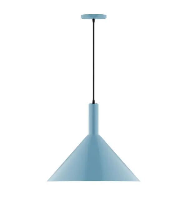 Geometric and colorful, the Chase series is simply configured for interior use. Chase is offered in multiple shapes, sizes and colors, choices to suit most any application. Collection: Chase Finish: Light Blue Glass: 18 inch Chase Width: 18.00" Height: 87.00" Length: 18.00" Weight: 8.00 lb Wire: 6' Black SJT Canopy: 5" diameter Number of Bulbs: 1 Maximum Wattage: 15.00 W Bulb Type: LED Light Source: LED Light Output: 1200.00 lm Color Temperature: 3000 K CRI: 90 Dimmable Rated Average Life: 50,000 Voltage: 120.00 V Country of Origin: US Safety Listing: UL/cUL Safety Rating: Dry LED Manufacturer Warranty: 1-year limited warranty on the fixture.
