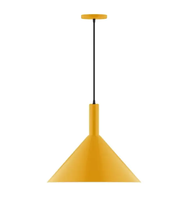 Geometric and colorful, the Chase series is simply configured for interior use. Chase is offered in multiple shapes, sizes and colors, choices to suit most any application. Collection: Chase Finish: Bright Yellow Glass: 6 inch White Opal Glass Globe Notes: Option (1) A19 LED Width: 18.00" Height: 87.00" Length: 18.00" Weight: 10.00 lb Wire: 6' Navy Mini Tweed Fabric Cord Canopy: 5" diameter Number of Bulbs: 1 Maximum Wattage: 100.00 W Bulb Type: A19 Bulb Base: E26 Medium Light Source: Incandescent or LED equivalent Dimmable Voltage: 120.00 V Material: Aluminum Country of Origin: US Safety Listing: UL/cUL Safety Rating: Dry LED Manufacturer Warranty: 1-year limited warranty on the fixture.