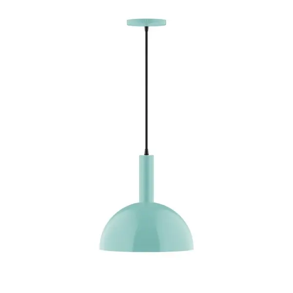 Geometric and colorful, the Ray series is simply configured for interior use. Ray is offered in multiple shapes, sizes and colors, choices to suit most any application. Collection: Ray Finish: Sea Green Glass: 12 inch Ray Width: 12.00" Height: 84.00" Length: 12.00" Weight: 6.00 lb Wire: 6' Black Fabric Cord Canopy: 5" diameter Number of Bulbs: 1 Maximum Wattage: 10.00 W Bulb Type: LED Light Source: LED Light Output: 800.00 lm Color Temperature: 2700 K CRI: 90 Dimmable Rated Average Life: 50,000 Voltage: 120.00 V Country of Origin: US Safety Listing: UL/cUL Safety Rating: Dry LED Manufacturer Warranty: 1-year limited warranty on the fixture.